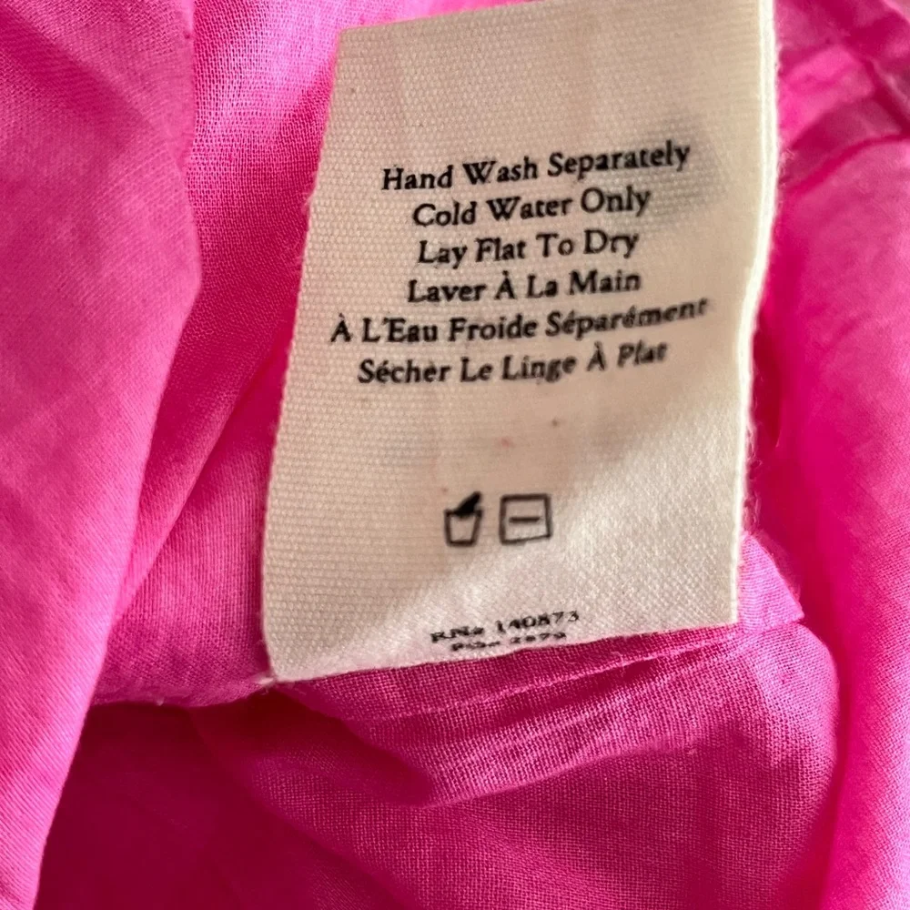 LoveShackFancy Natasha ruffled tiered mini dress dark pink lined elastic waist L - Picture 7 of 8